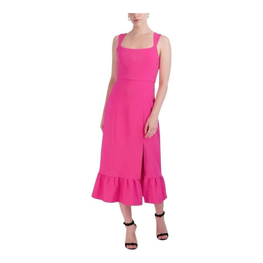 NWT Laundry by Shelli Segal HU05D09 - Ruffled Hem Long Fuschia Dress